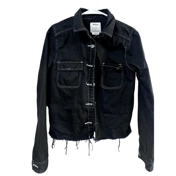 RVCA Black Country Jean Jacket Sz S 100% Cotton - Picture 1 of 10